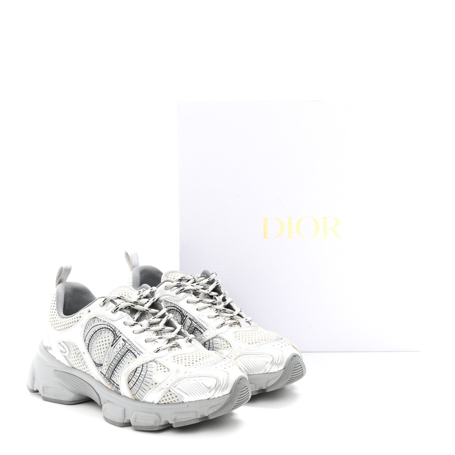 Christian Dior Technical Mesh Dior Chrono Sneakers 38 Silver