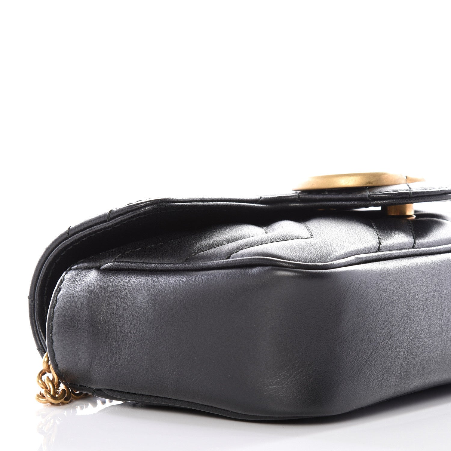 Gucci Calfskin Matelasse Super Mini GG Marmont Shoulder Bag Black 8 of 10