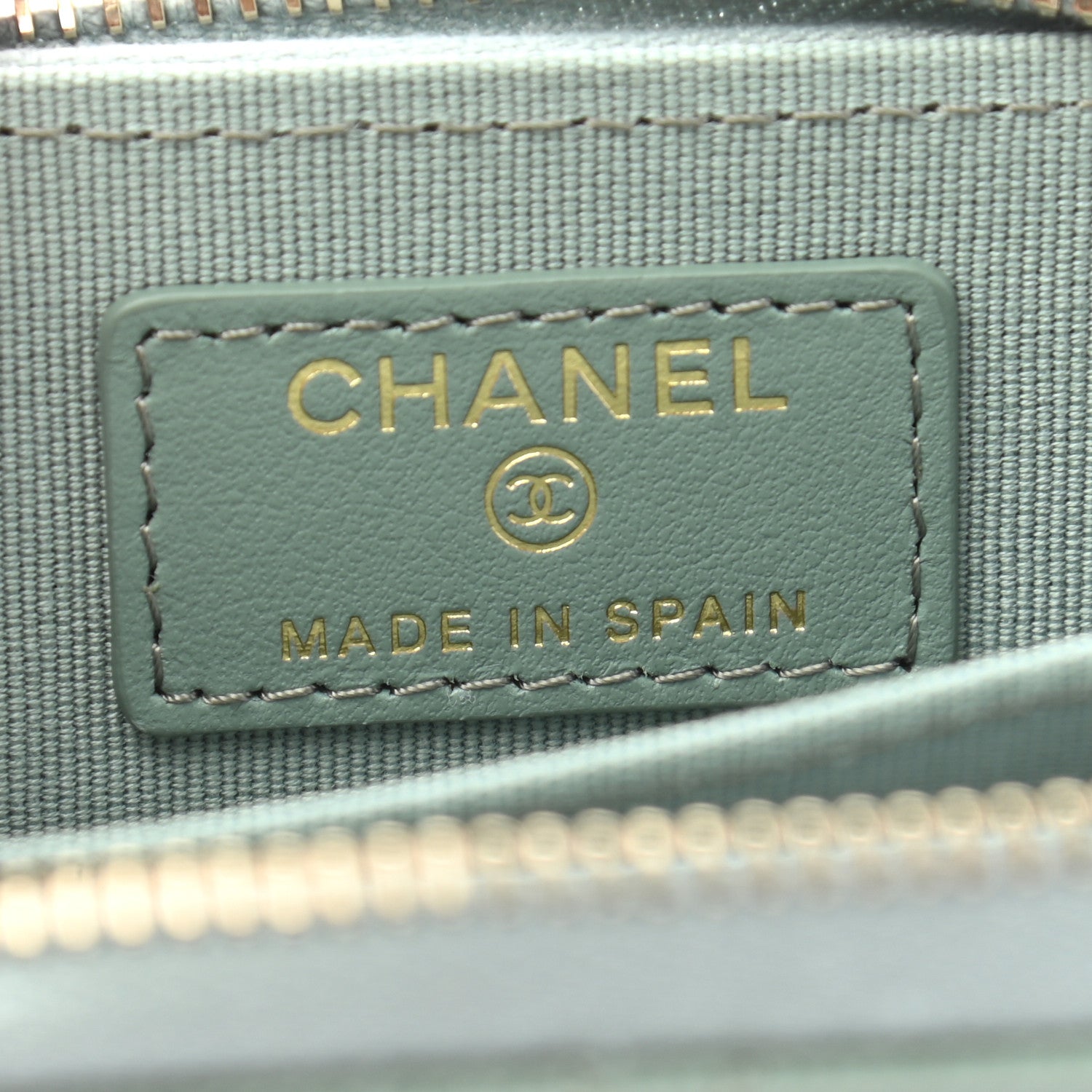 Chanel Caviar Quilted Zip Around Coin Purse Wallet Dark Green 6 of 8