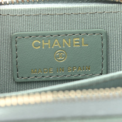 Chanel Caviar Quilted Zip Around Coin Purse Wallet Dark Green 6 of 8