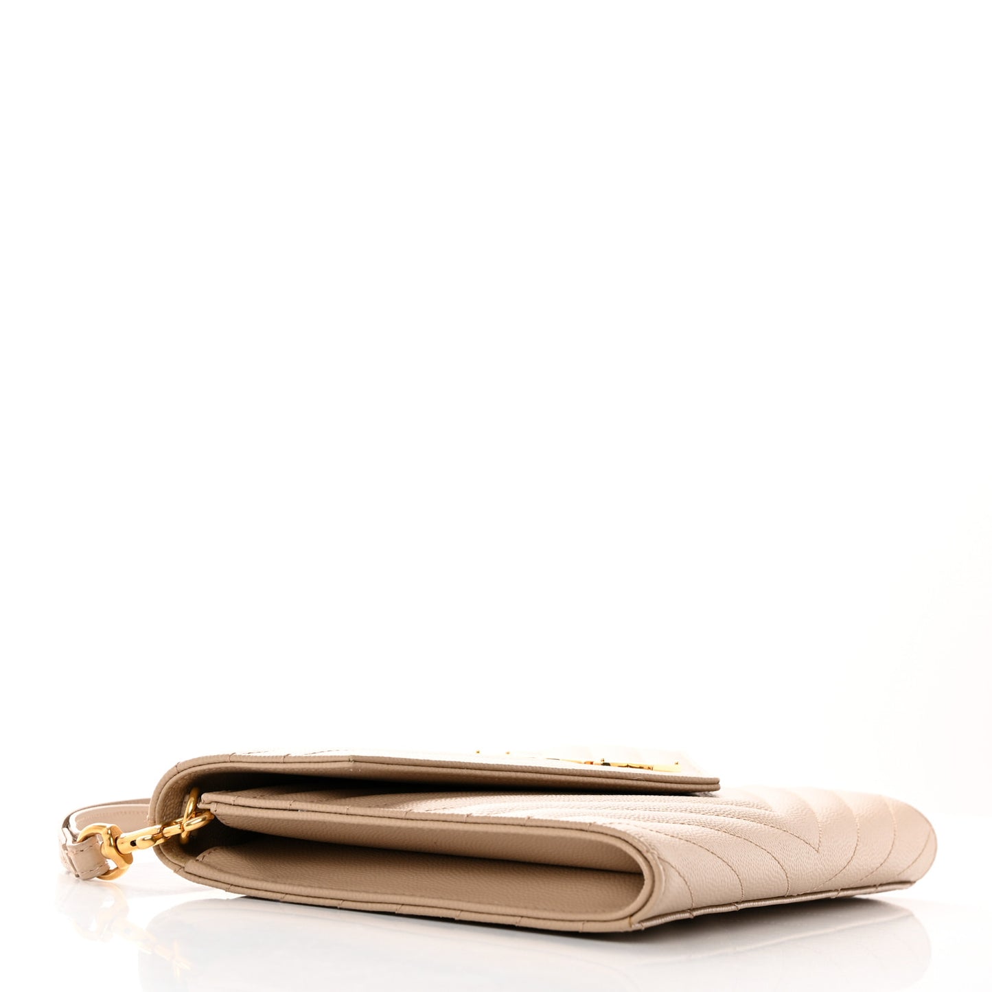 Grain De Poudre Matelasse Chevron Monogram Envelope Clutch Dark Beige