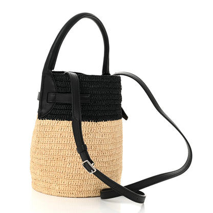 Celine Raffia Calfskin Nano Big Bag Bucket Black Natural 3 of 10