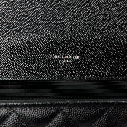 Saint Laurent Grain De Poudre Textured Mixed Matelasse Large Triquilt Monogram Satchel Black 6 of 11