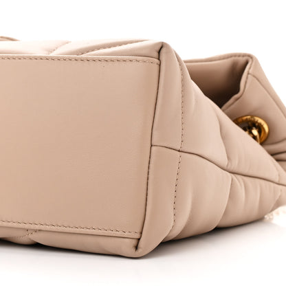 Saint Laurent Lambskin Quilted Small Loulou Puffer Monogram Chain Satchel Dark Beige 10 of 11