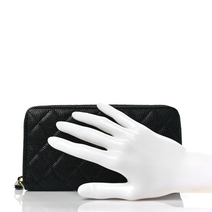 Chanel Caviar Quilted Large Gusset Zip Around Wallet Black 2 of 9