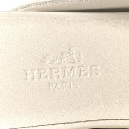 Hermes Calfskin Womens Groupie Mules 35 White 9 of 9