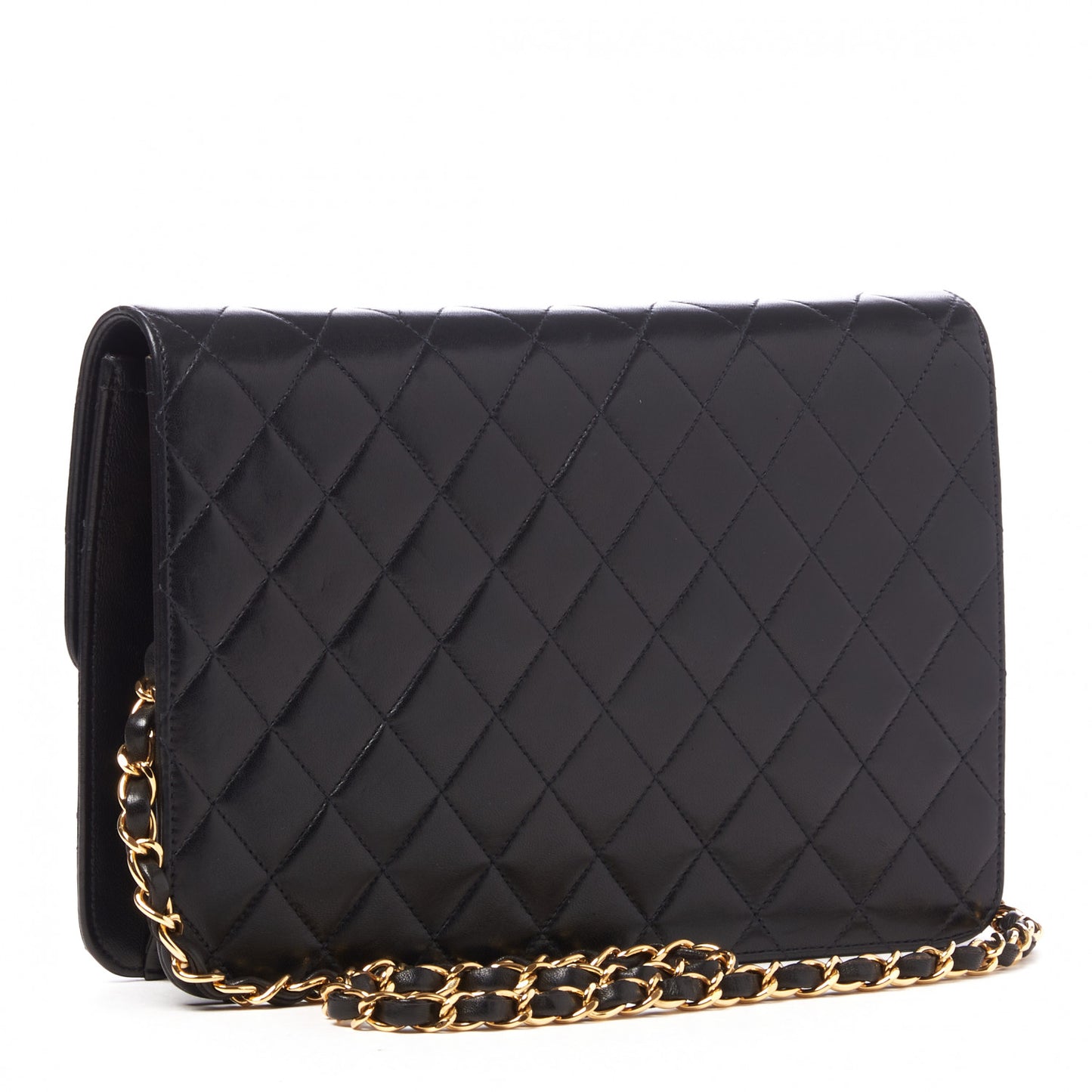 Lambskin Quilted Medium Single Flap Black