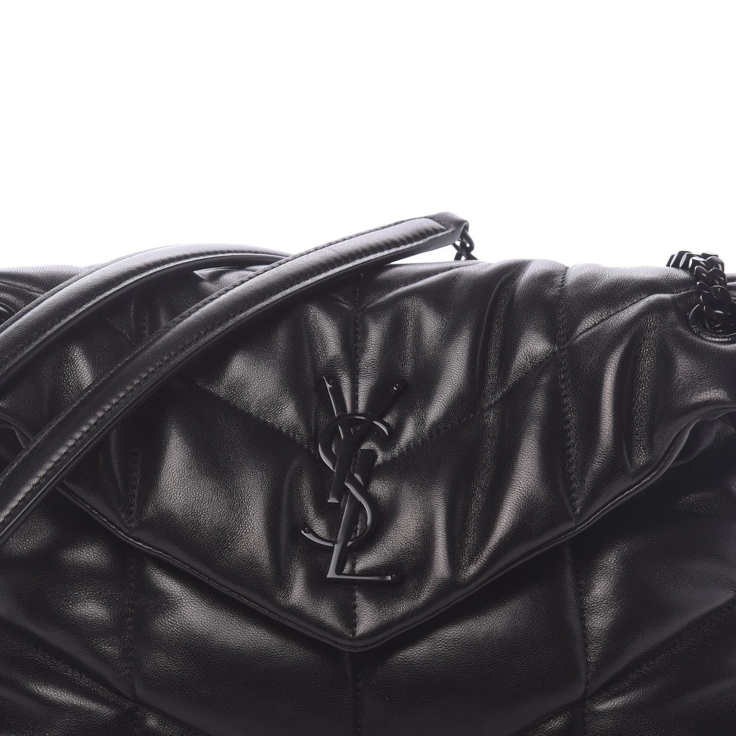 Saint Laurent Lambskin Quilted Small Loulou Puffer Monogram Chain Satchel Black 8 of 10