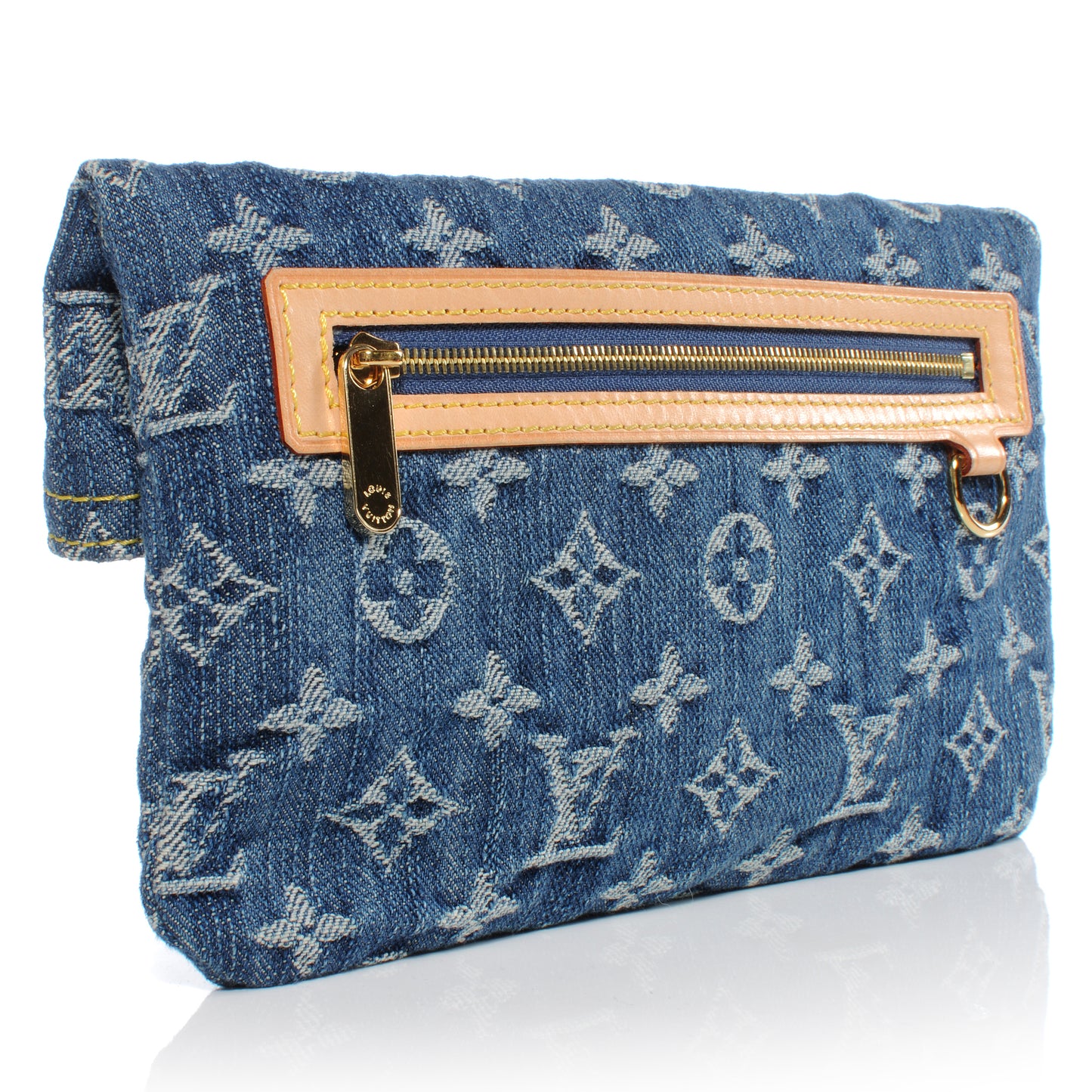 Monogram Denim Pochette Plat Clutch Blue