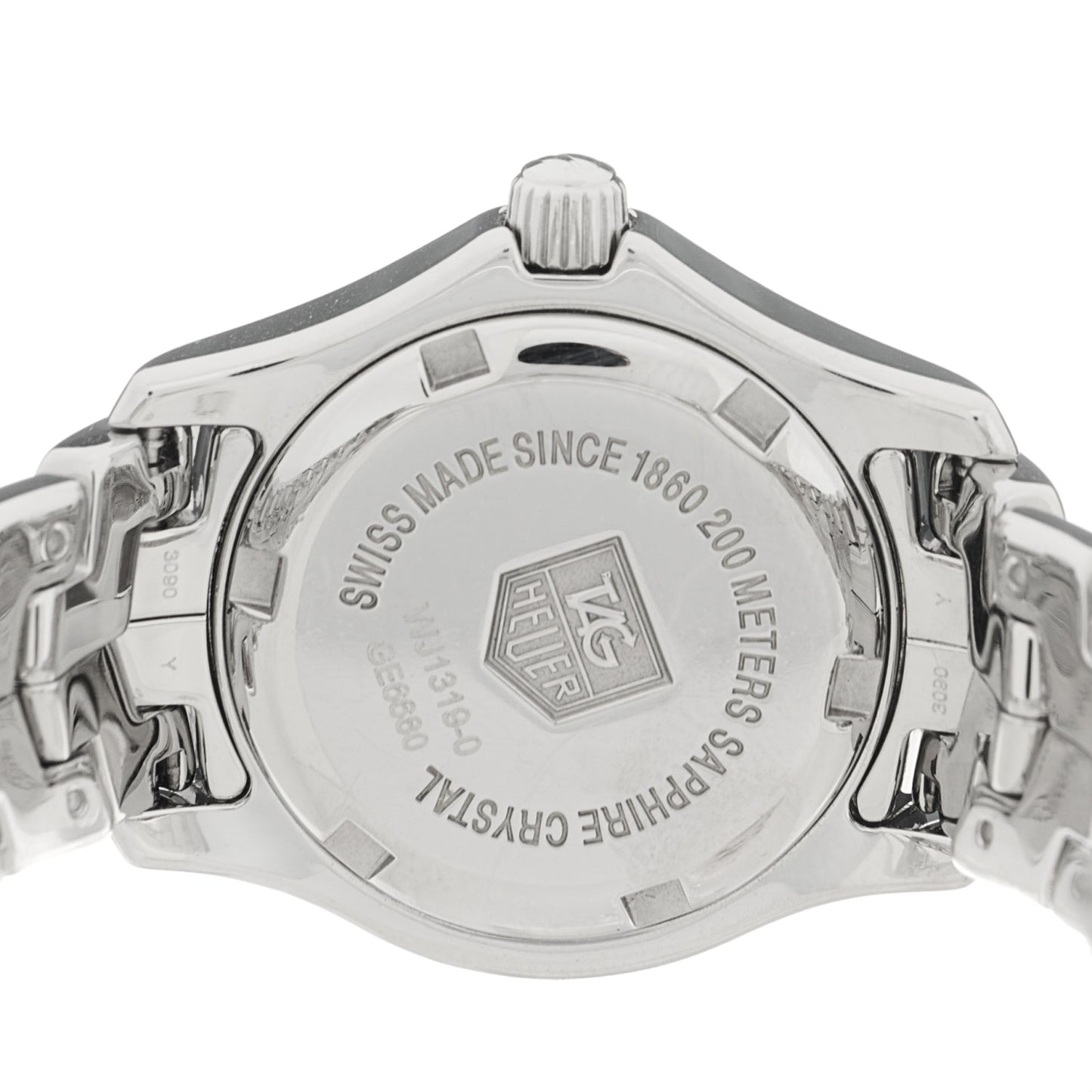 Stainless Steel Diamond Mother of Pearl 27mm Link Quartz Watch WJ1319