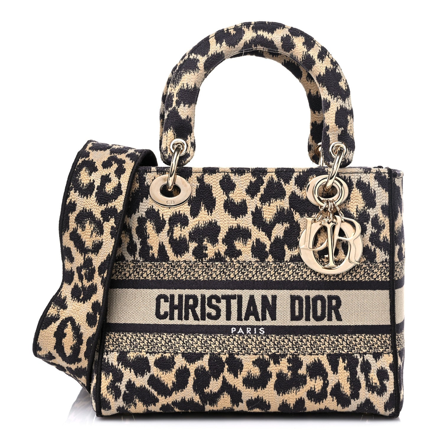 Christian Dior Canvas Medium Mizza Embroidered Lady D-Lite Beige Multicolor 1 of 12