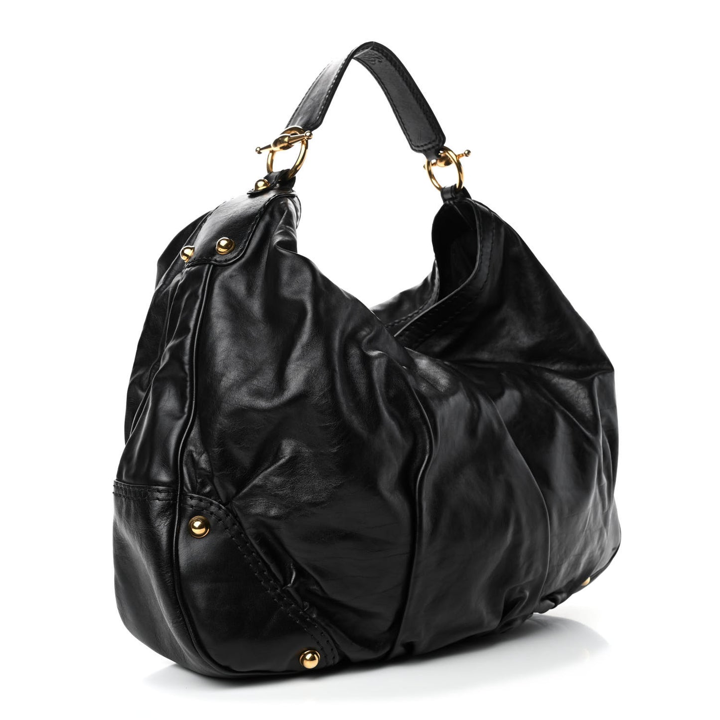 Calfskin Large Jockey Hobo Black