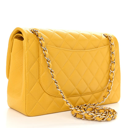 Chanel Caviar Quilted Jumbo Double Flap Yellow 3 of 11