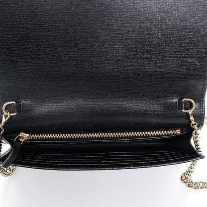 Gucci Textured Calfskin Medium Betty Chain Wallet Black 5 of 5