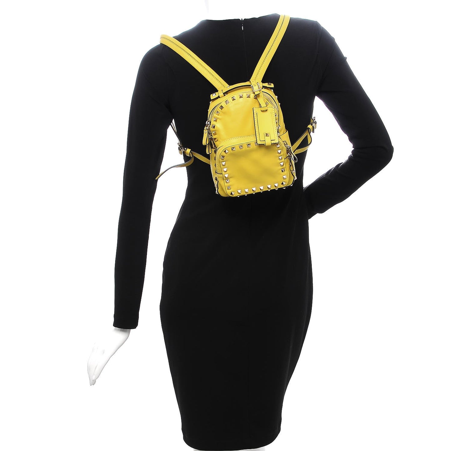 Calfskin Mini Rockstud Backpack Light Yellow
