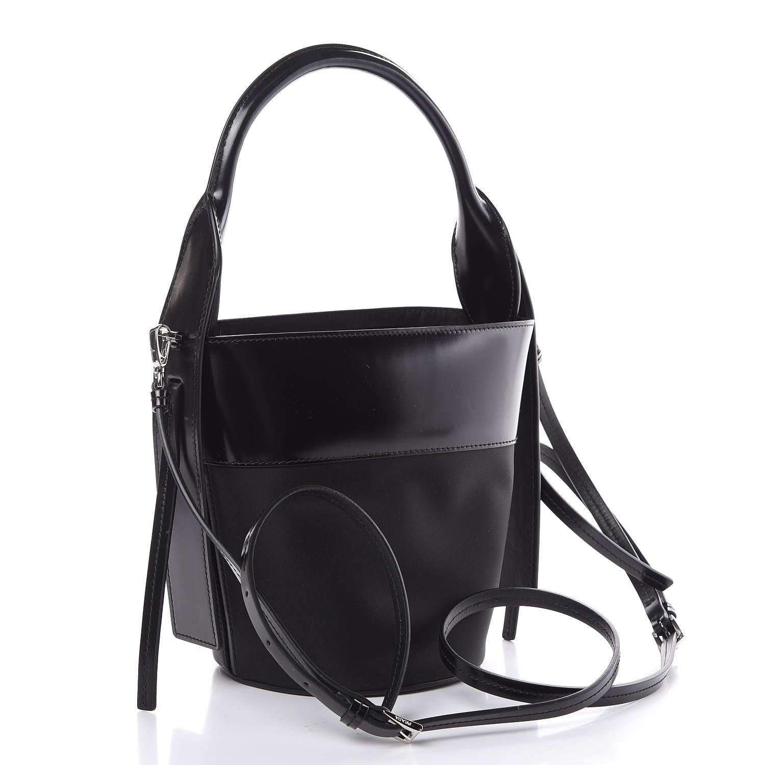 Prada Tessuto Spazzolato Ouverture Bucket Bag Black 4 of 7