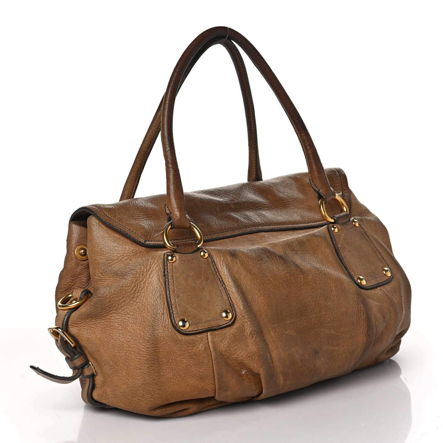 Prada Vitello Daino Pushlock Shoulder Bag Brown 2 of 16