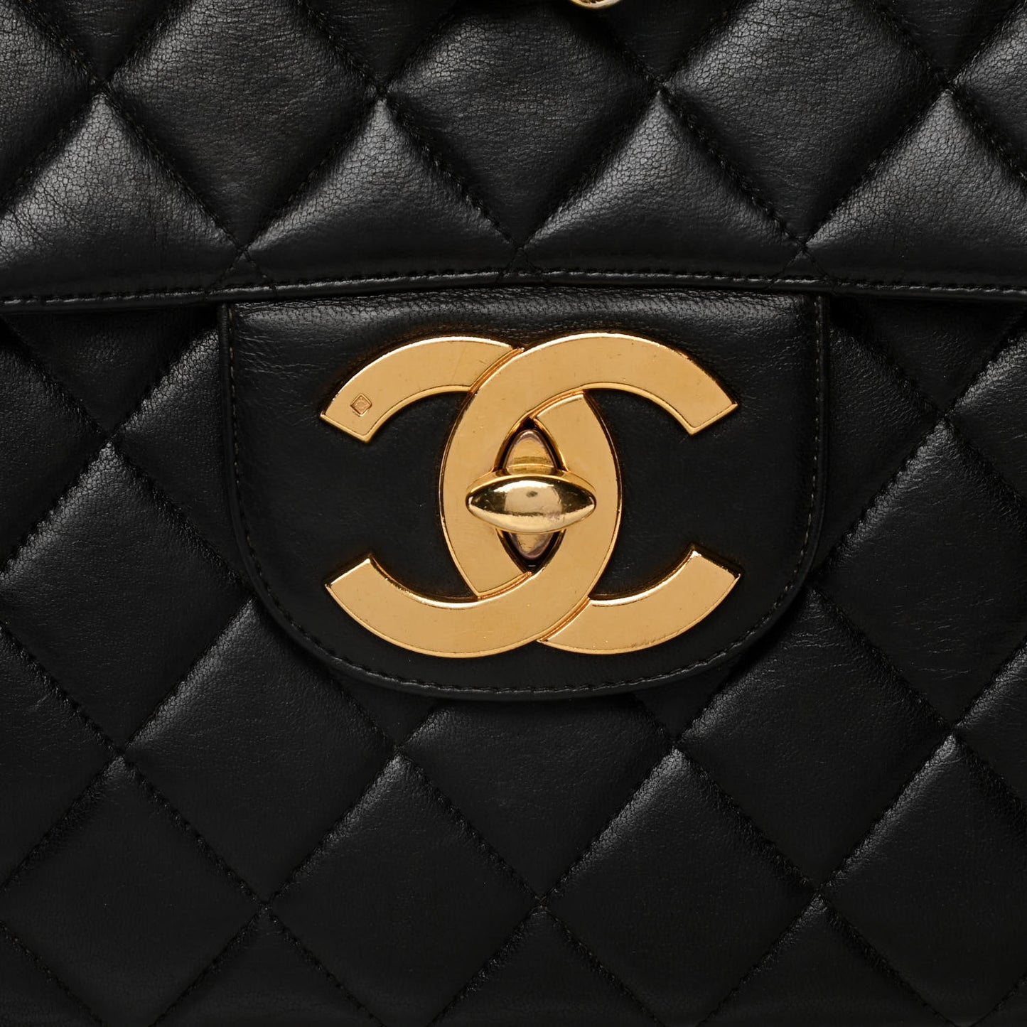 Lambskin Quilted XL Jumbo Single Flap Black