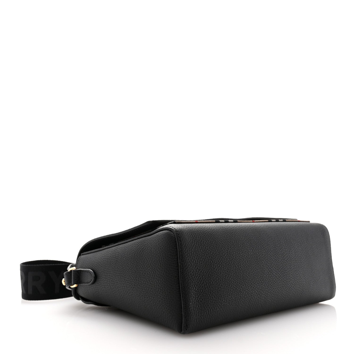 Burberry Coated Canvas Calfskin Vintage Check Medium Note Crossbody Bag Black 4 of 10