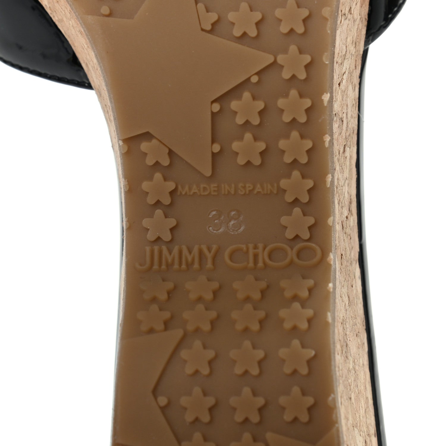 Jimmy Choo Patent Prima Cork Wedge Sandals 38 Black 6 of 7
