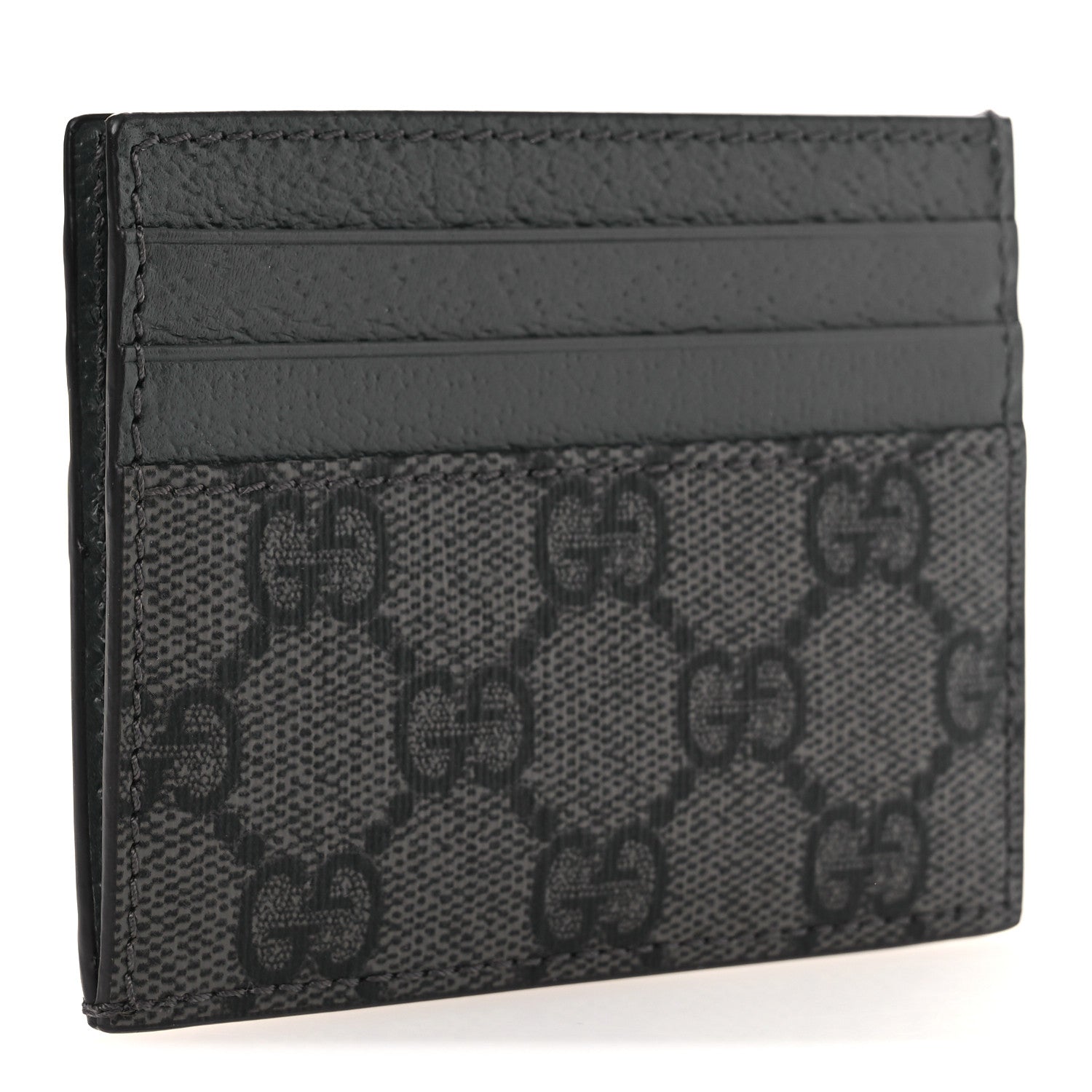 Gucci GG Supreme Monogram Textured Dollar Calfskin Ophidia Card Holder Grey Black Graphite Grey 3 of 6