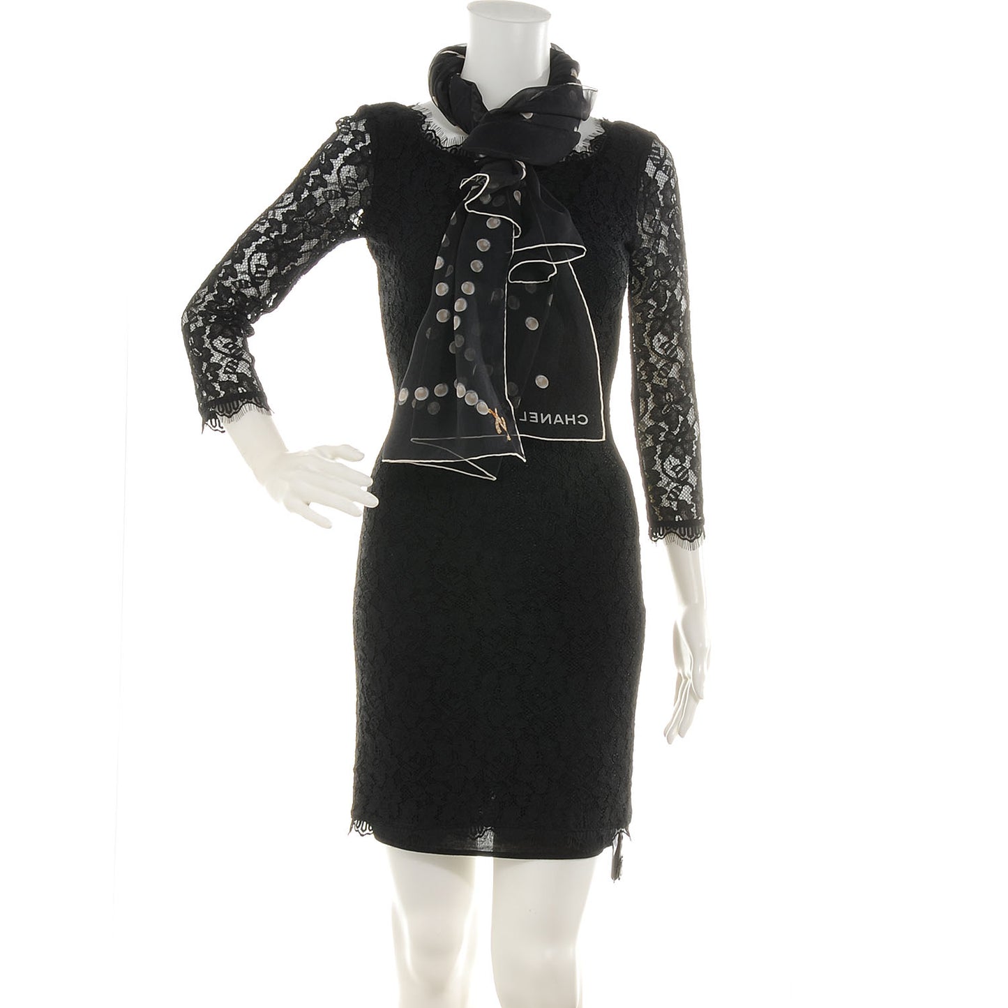 Silk Muslin Pearl CC Scarf Black