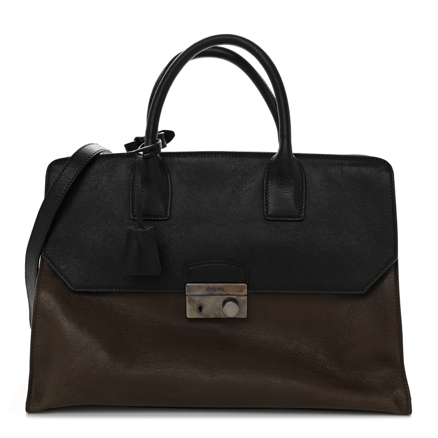 Prada Glace Calfskin Sound Tote Bag Militare Black 1 of 15