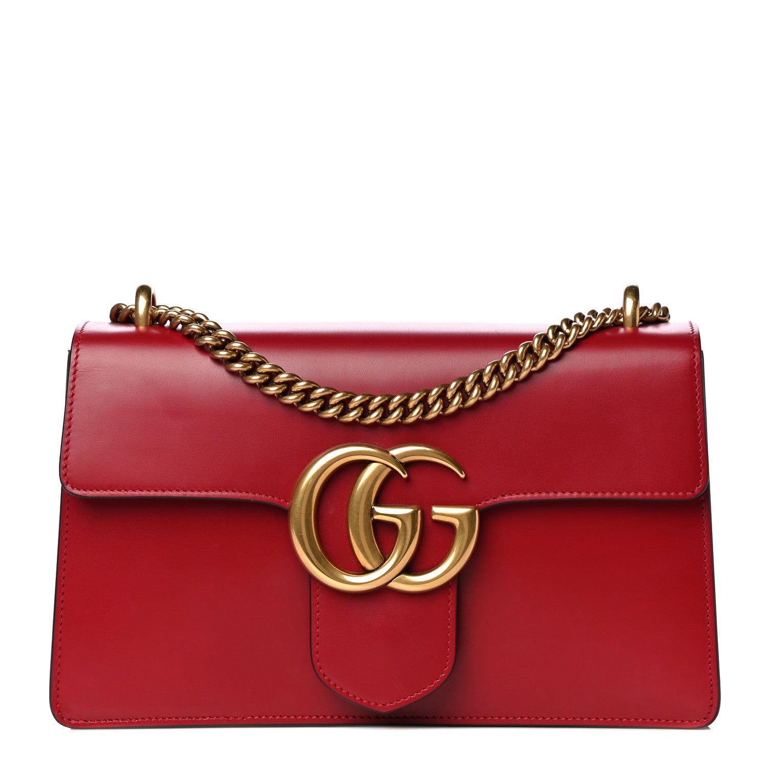 Gucci Knight Calfskin Medium GG Marmont Chain Handle Bag Hibiscus Red 1 of 11