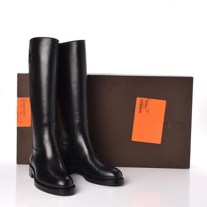 Louis Vuitton Calfskin Overdrive Flat High Boots 37.5 Black 8 of 8