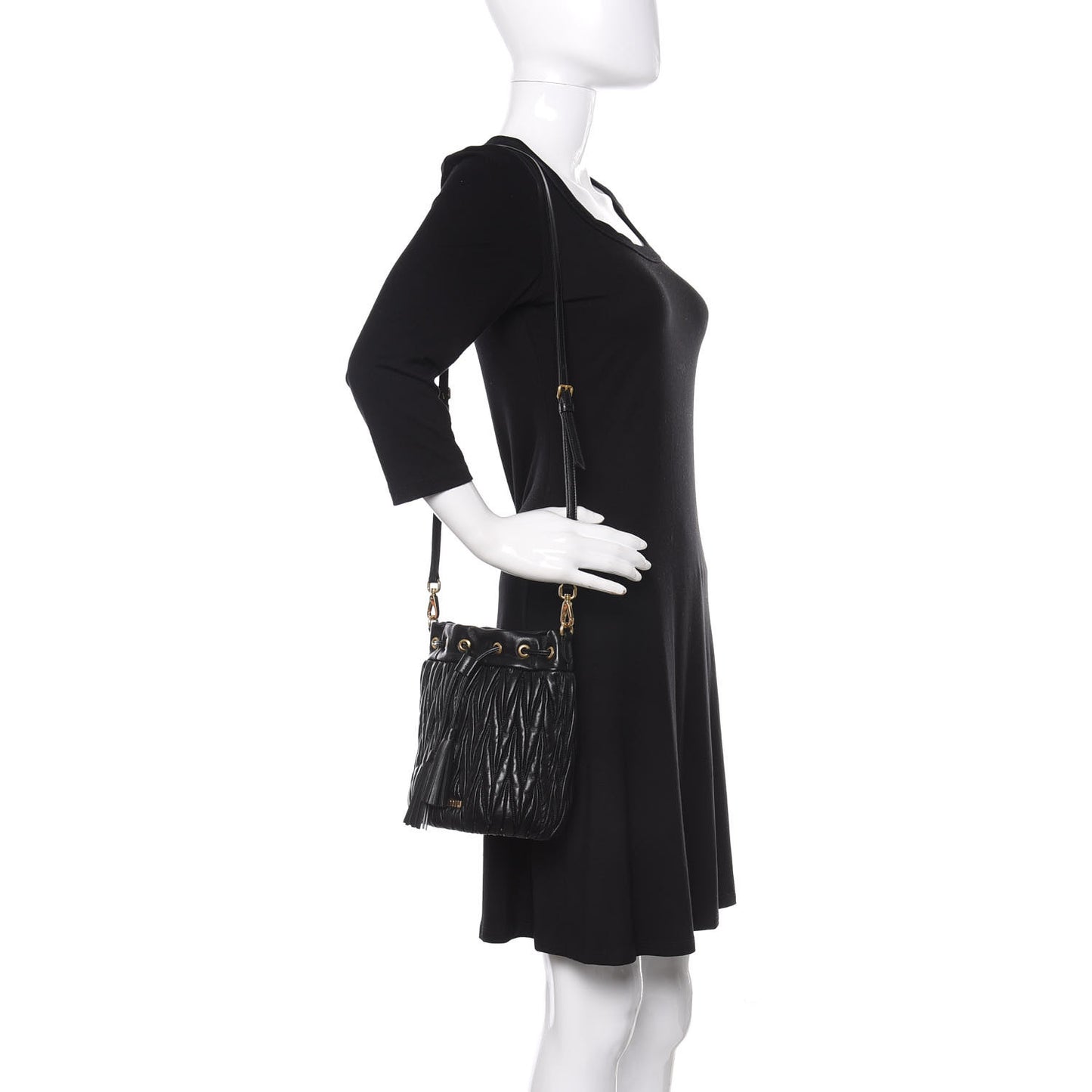 Nappa Matelasse Small Bucket Bag Black