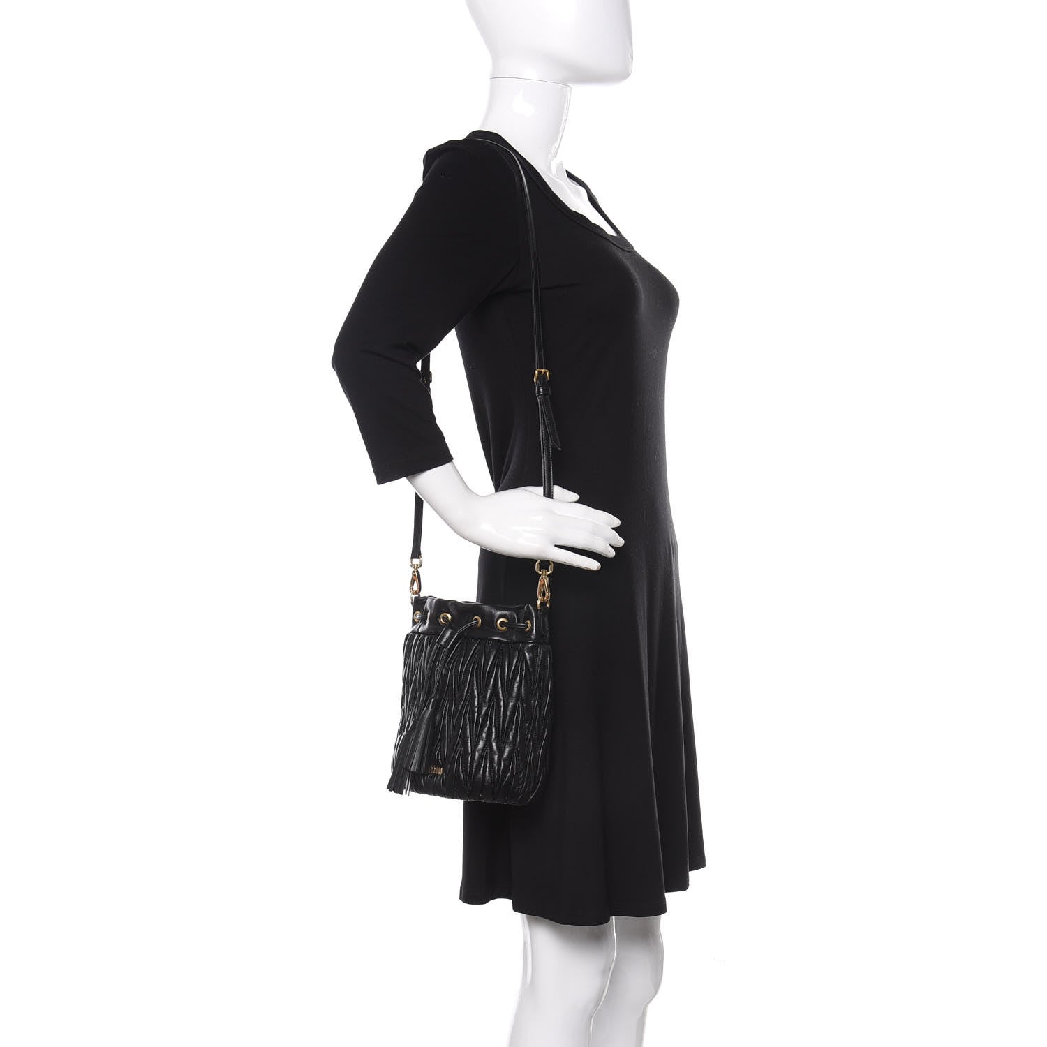 Miu Miu Nappa Matelasse Small Bucket Bag Black 2 of 10