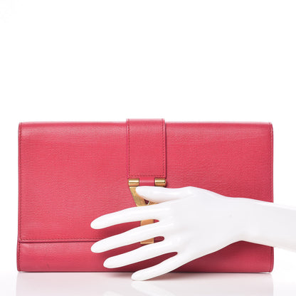 Saint Laurent Textured Calfskin Y Ligne Clutch Fuchsia 2 of 15
