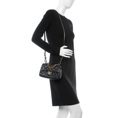 Chanel Shiny Sheepskin Quilted Mini Trapezio Flap Black 2 of 8