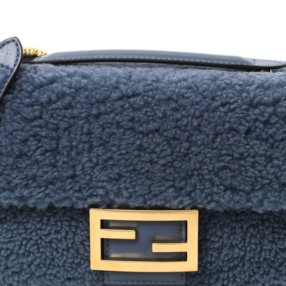 Fendi Shearling Lambskin FF Midi Chain Baguette Mirto 8 of 10
