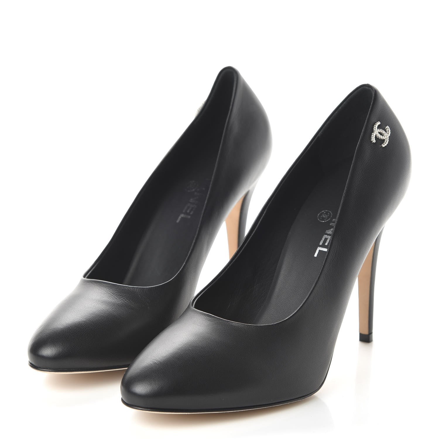 Chanel Lambskin CC Pumps 40.5 Black 3 of 9