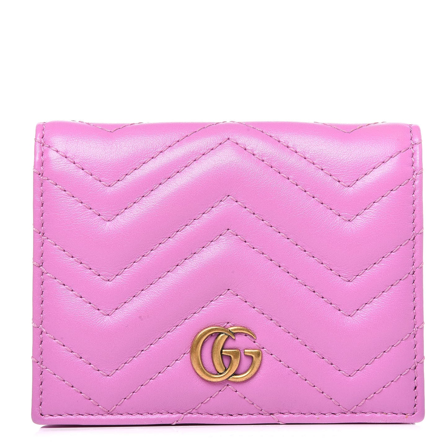 Calfskin Matelasse GG Marmont Card Case Candy Mousse