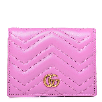 Gucci Calfskin Matelasse GG Marmont Card Case Candy Mousse 1 of 7