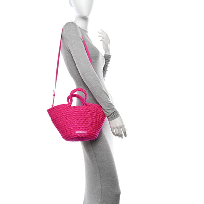 Balenciaga Nylon Lambskin Woven Small Ibiza Basket With Strap Lipstick Pink 2 of 10