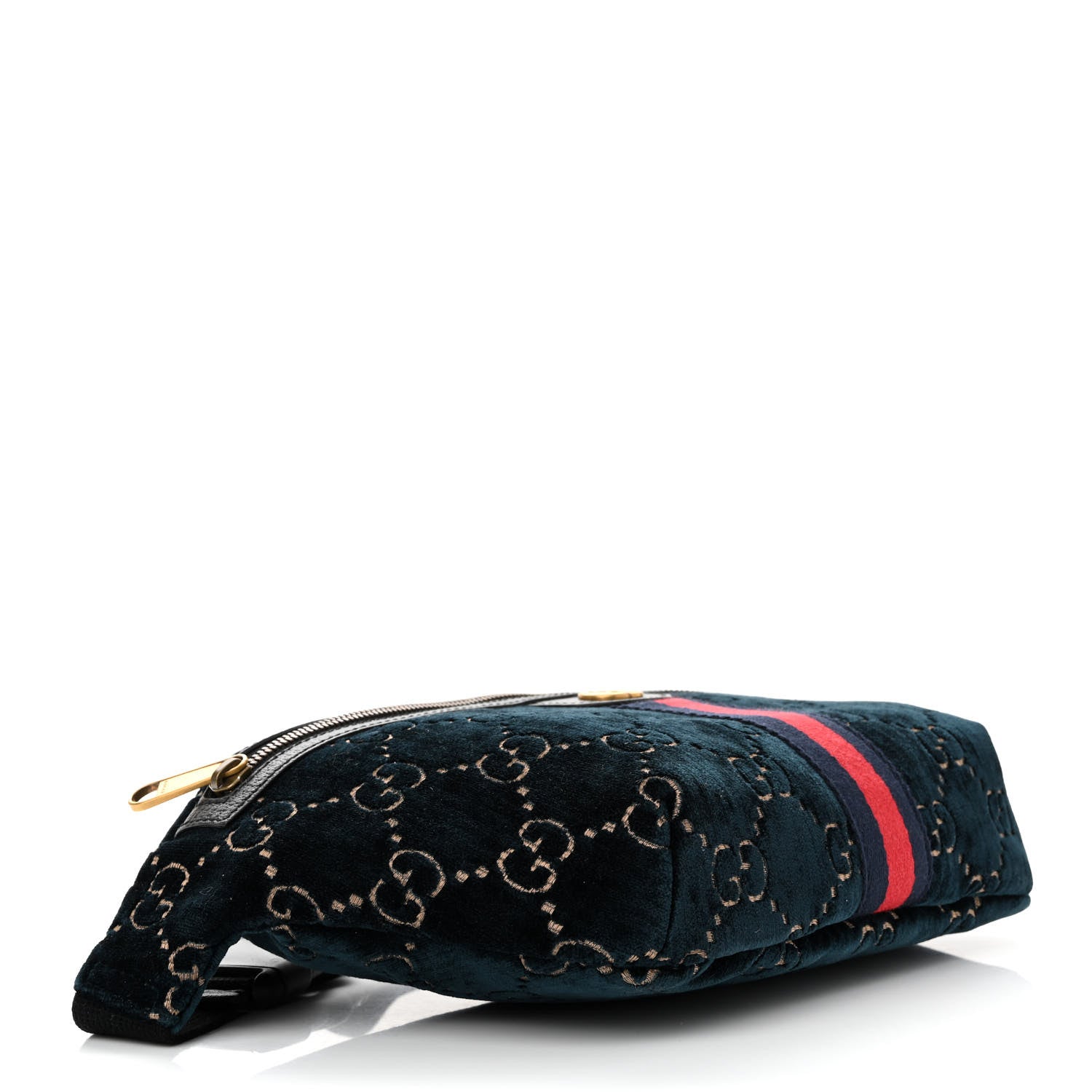 Gucci Velvet GG Monogram Web Belt Bag Blue Beige 4 of 10