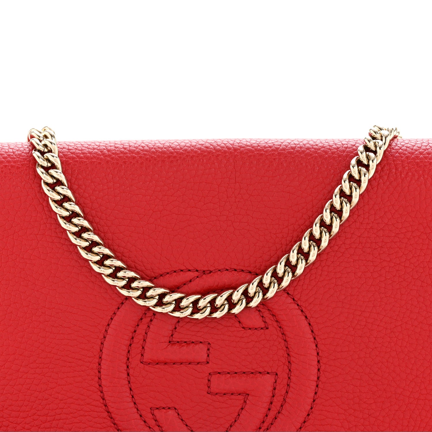 Gucci Pebbled Calfskin Medium Soho Flap Crossbody Tabasco Red 8 of 12