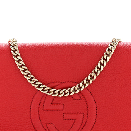 Gucci Pebbled Calfskin Medium Soho Flap Crossbody Tabasco Red 8 of 12