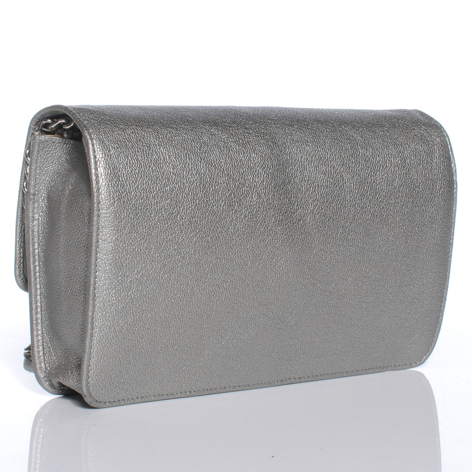 Chanel Goatskin Wallet On Chain WOC Silver 3 of 8