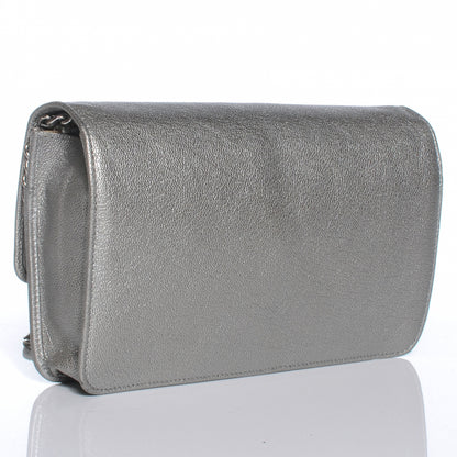 Chanel Goatskin Wallet On Chain WOC Silver 3 of 8