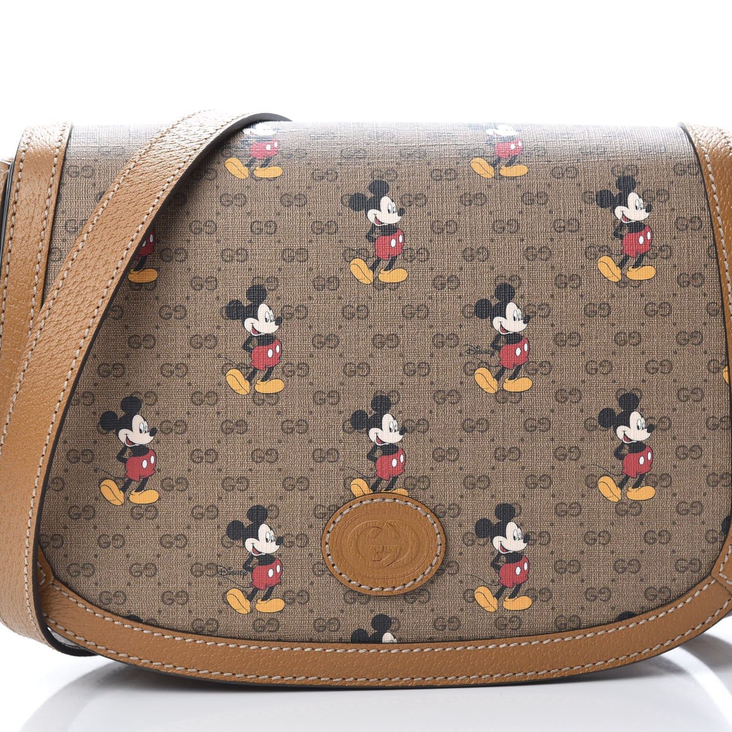 Gucci X DISNEY Mini Vintage GG Supreme Monogram Mickey Mouse Small Flap Messenger Bag Beige Vintage Sun Oil 8 of 13