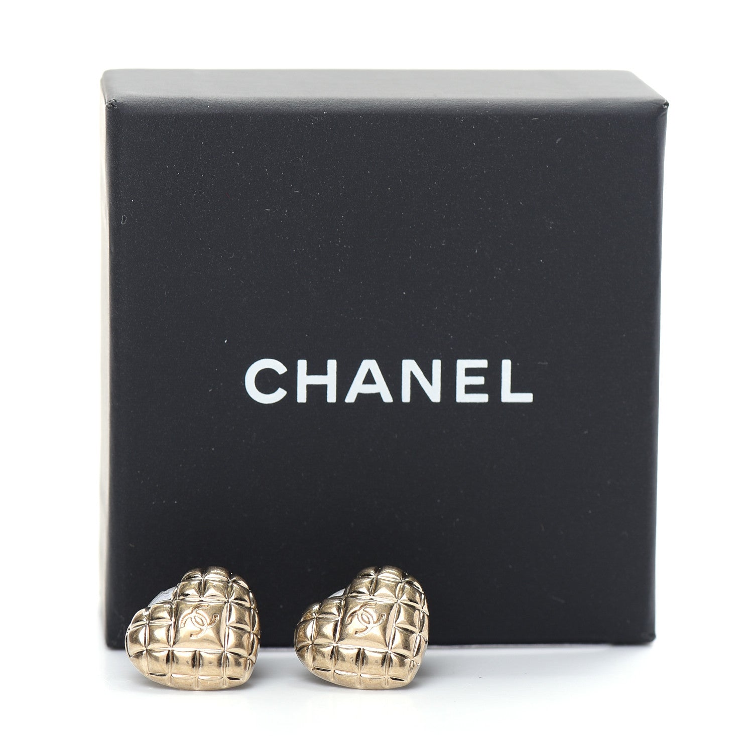 Chanel Quilted CC Heart Earrings Gold 5 of 5