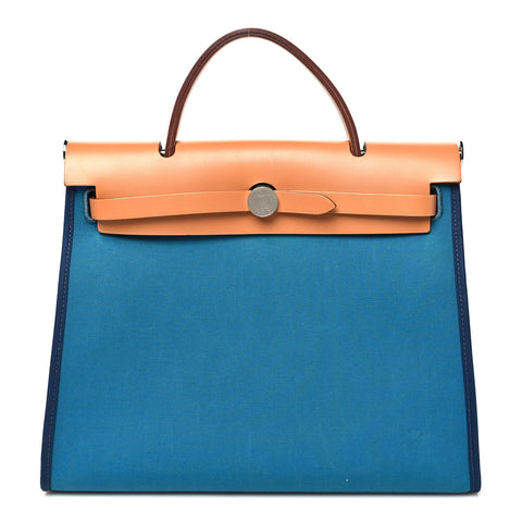 Toile Officier Vache Hunter Herbag Zip PM 31 Bleu Izmir Fauve