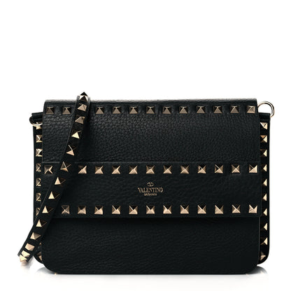 Valentino Garavani Pebbled Calfskin Rockstud Side Slip Crossbody Black 1 of 9
