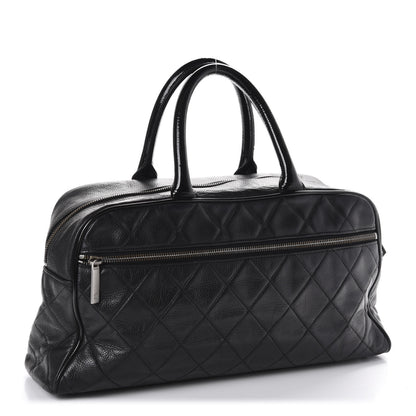 Chanel Calfskin Patent Quilted Large Bowler Black 3 of 10