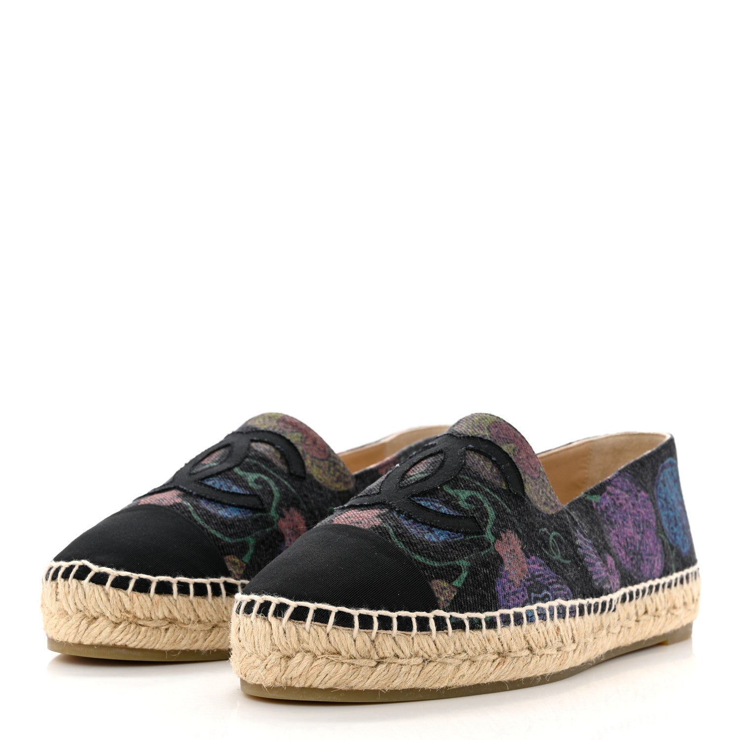 Chanel Denim Grosgrain CC Espadrilles 41 Grey Multicolor 3 of 8