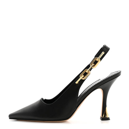 Louis Vuitton Calfskin Sparkle Slingback Pumps 38 Black 1 of 9